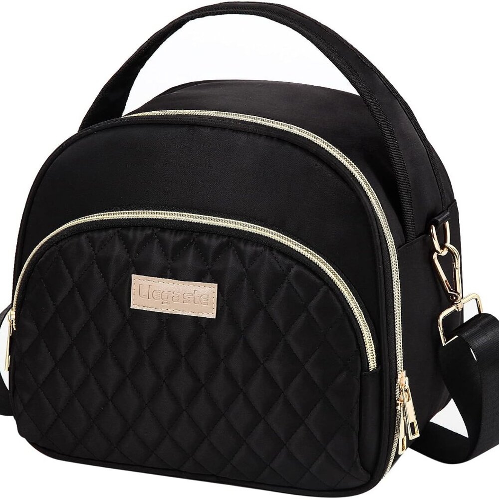 Black Cute Insulated Lunch Tote Bag for Women Work,Reusable Adult Lunch Box for - Picture 1 of 6
